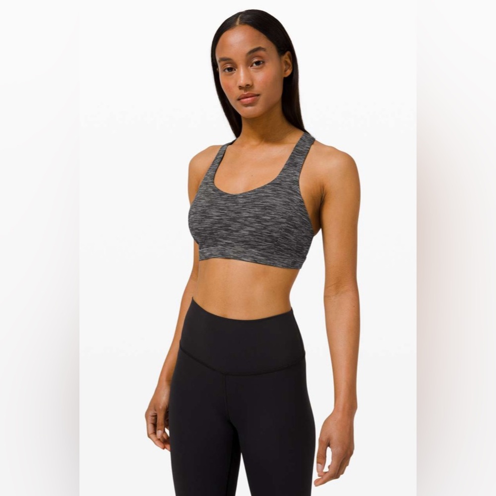 Lululemon Free to Be Serene Bra Carbon Ice Grey Pink Punch Women’s Sports Bra